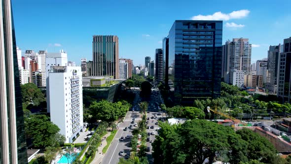 Faria Lima Avenue  postcard of downtown district of Sao Paulo Brazil.