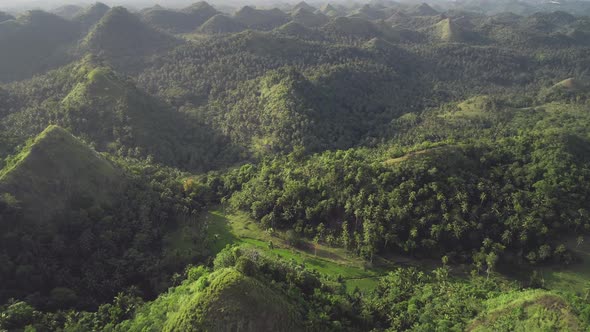 Foggy Mountain Tops Aerial Sunlight Scape of Philippines Attraction