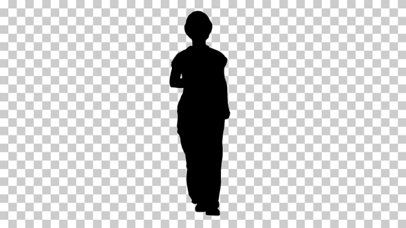 Silhouette woman walking, Alpha Channel