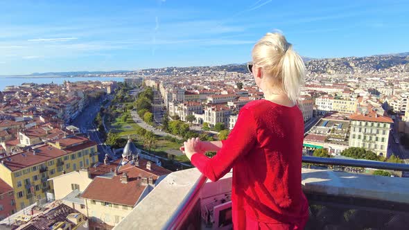 Woman By Nice From Panoramic Bell Tower