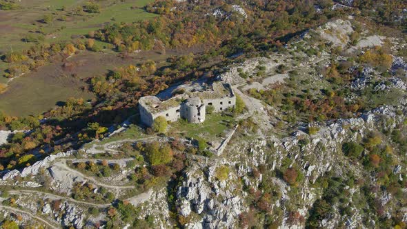 Aerial Shot of the Fortress Kosmach in Montenegro