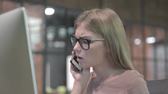 Portrait Shoot of Angry Woman Shouting on Cellphone