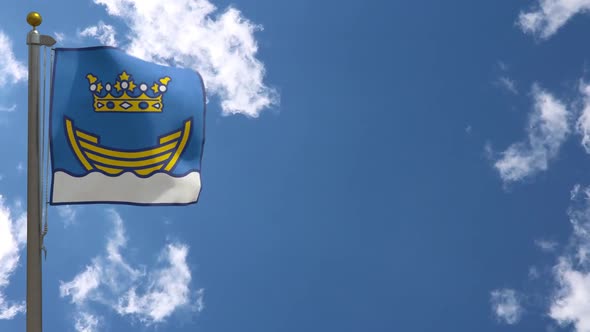 Helsinki City Flag (Finland) On Flagpole