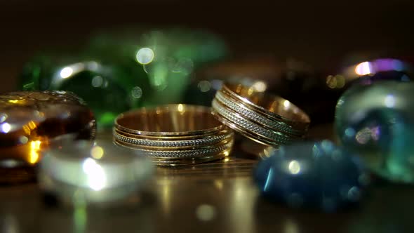 Closeup of Wedding Rings on a Bright Background