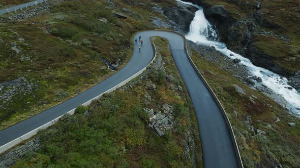 Epic Aerial Drone Shot of Two Cyclists Bikepacking