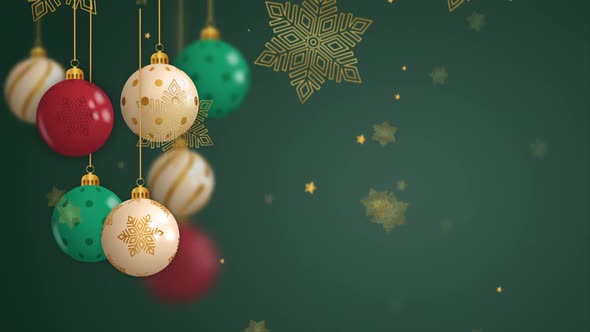 Happy New Year And Merry Christmas Background Video With Baubles And Stars