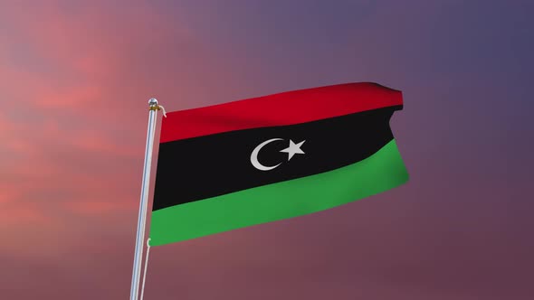 Flag Of Libya Waving 4k