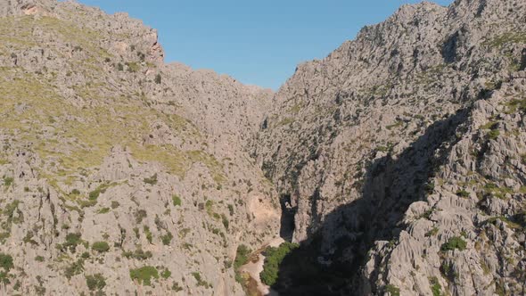 Aerial view of Tramontana Mountains way to Sa Calobra, Mallorca, Spain