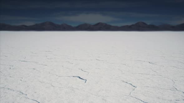 Bonneville Salt Flats Landscape with Rain Storm Clouds in Distance