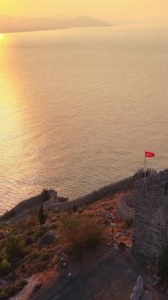 Vertical Video Alanya Castle  Alanya Kalesi Aerial View