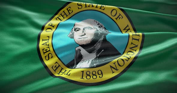 Washington state flag waving background