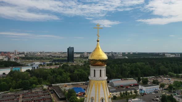 View From the Height of the Temple of "All Saints" in Minsk a Large Church in the City of Minsk