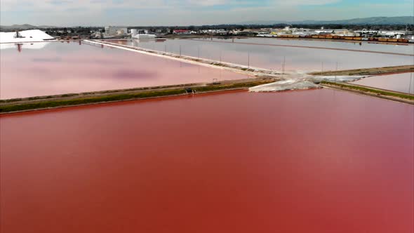 Aerial of Salt and Roads on Evaporation Ponds