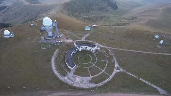 Two Large Telescope Domes at Sunset