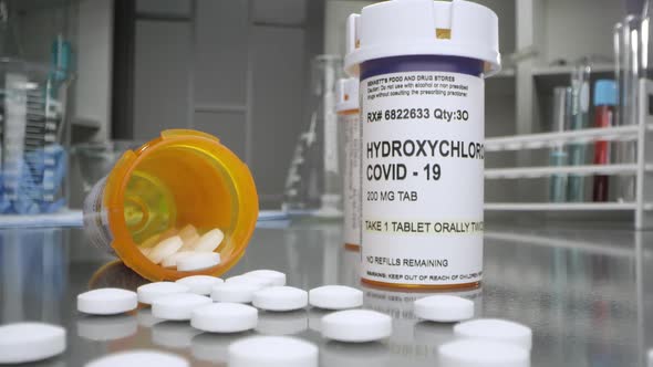 Hydroxychloroquine covid-19 pills in medical lab