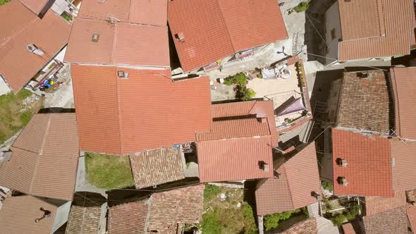 The Red Roofs of the Houses in the Mountain Village in Petrello Italy