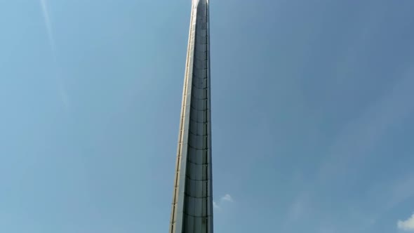 Epic Aerial View of Obelisk - Landmark Monument in Brest Fortress, Belarus