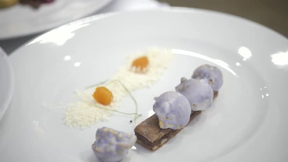 Set of Dishes Prepared in Restaurant Chef Contest Competition Michelin Star Restaurat Food Event