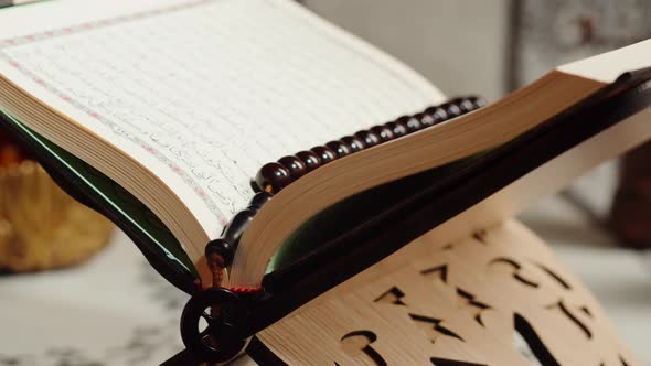 Quran Book Closeup Praying Islamic Religion