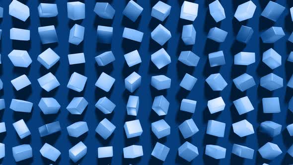 3d Abstract Simple Geometric Background with Blue Rectangles on Plane in