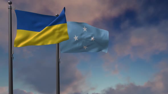 Micronesia Flag Waving Along With The National Flag Of The Ukraine - 2K