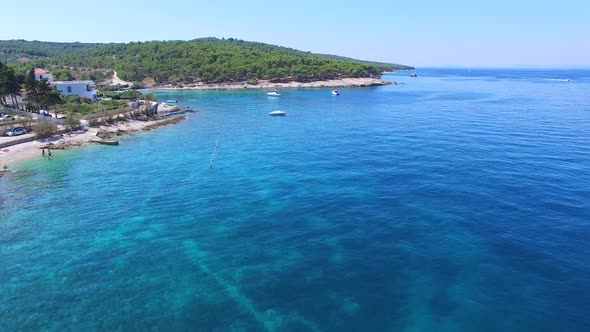 Flying over a peaceful Dalmatian tourist resort