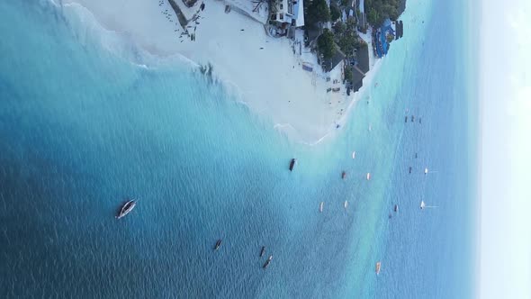 Zanzibar Tanzania  Vertical Video of the Ocean Near the Coast Slow Motion