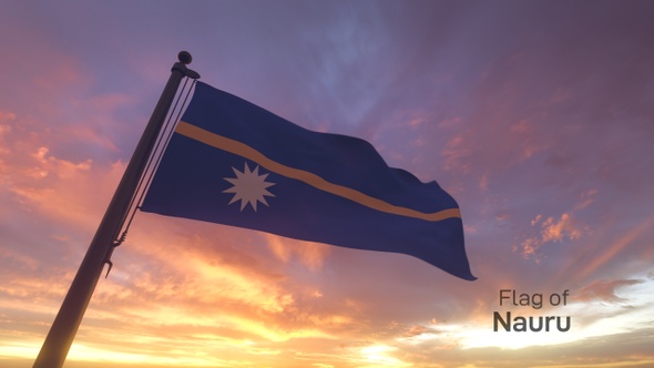 Nauru Flag on a Flagpole V3