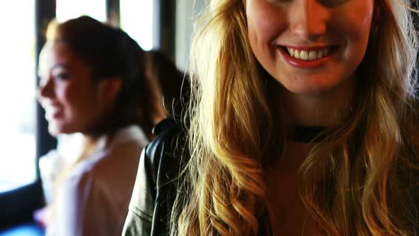 Beautiful woman in restaurant