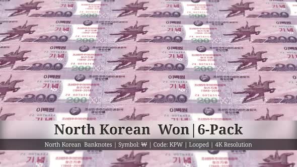 North Korean Won | Korea, North Currency - 6 Pack | 4K Resolution | Looped