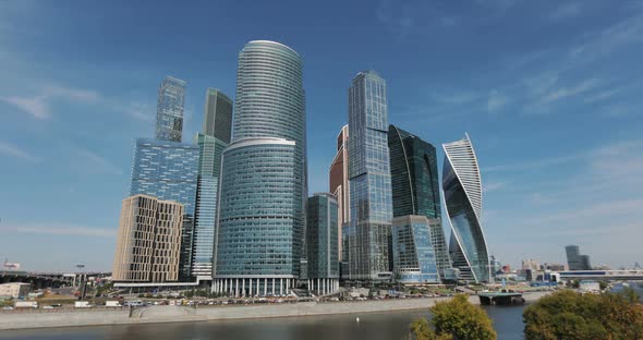 Moscow-City Skyscrapers, Office Business Center of Moscow City. Timelapse