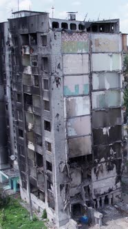 Vertical Video of War in Ukraine  Destroyed House