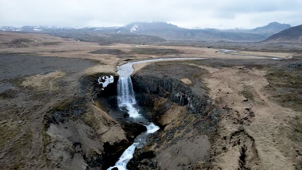 Snæfellsjökull National Park Iceland Ring Road Waterfall drone