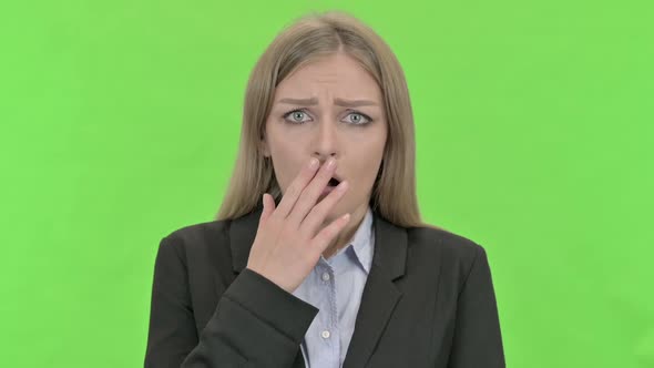 Disappointed Businesswoman Getting Upset Against Chroma Key