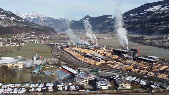 Binderholz GmbH Wood Sawmill in Fugen Austria Proccessing Wood Logs and Manufacturing Wooden Cuts