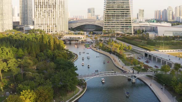 4K Aerial Drone Footage View of Central Park in Songdo