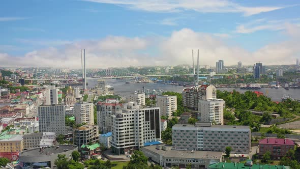 Buildings in the Center of Vladivostok From the Air