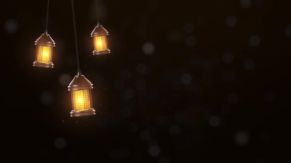 Ramadan Candle Lantern Falling Hanging On A Black Background 3