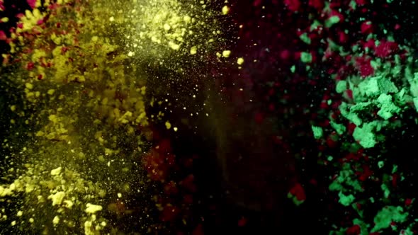 Color Mix Slow Motion of Colored Powder