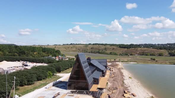 Aerial View of a Wooden Fortress, the Castle in the Park "Kudykina Gora", Lipetsk Region, Russia