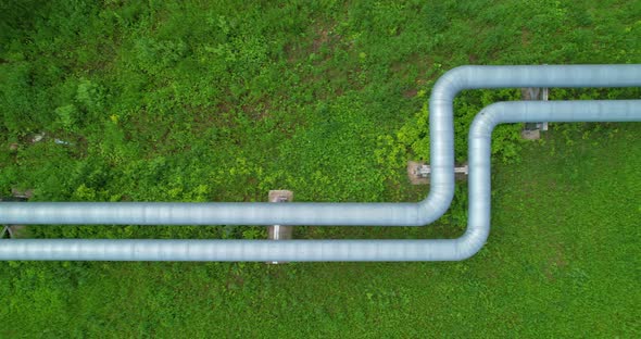 Aerial View of an Industrial Pipeline