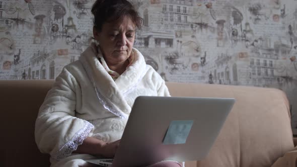 Attractive Old Female Lecturer Working Indoor on Laptop