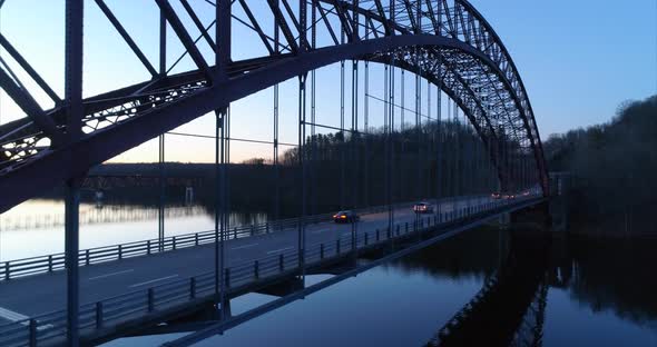 Aerial of the Amvets Bridge Over the New Croton Reservoir in NY