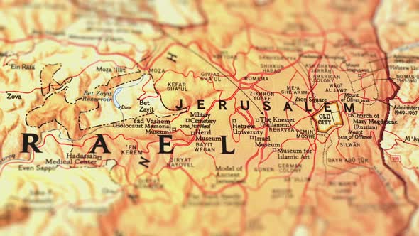 Israel, Jerusalem Paper Map, Slider Shot