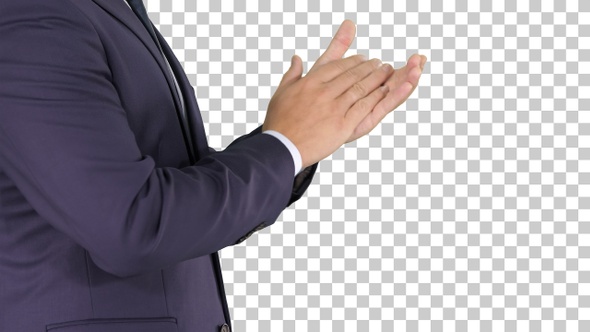 Business man clapping hands, Alpha Channel