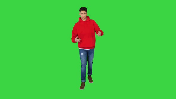 Cool Man Summons To Break Dancing Battle on a Green Screen, Chroma Key