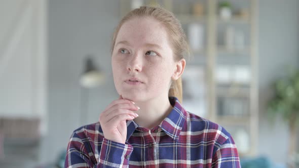 Close Up Young Woman Excited While Thinking