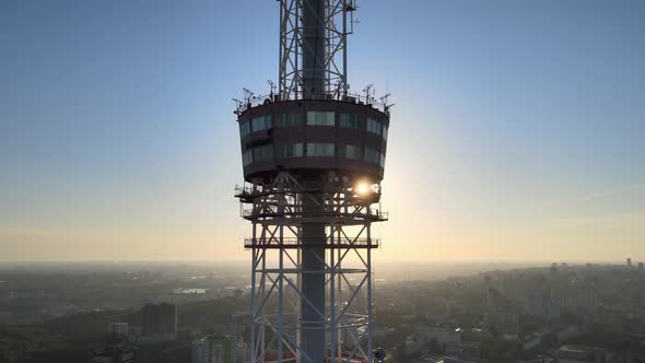 TV Tower in the Morning at Dawn in Kyiv, Ukraine