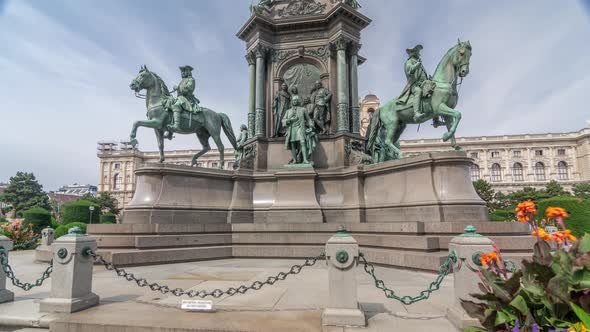 Empress Maria Theresia Monument Timelapse Hyperlapse and Art History Museum in Vienna Austria