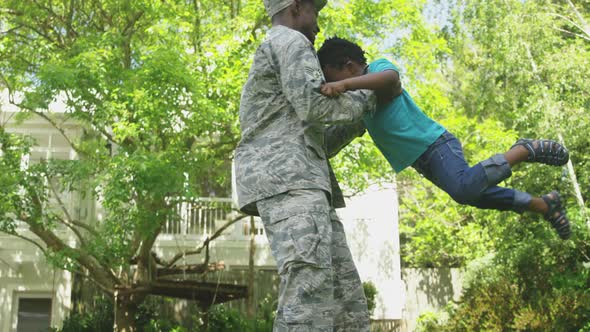 Soldier with his son